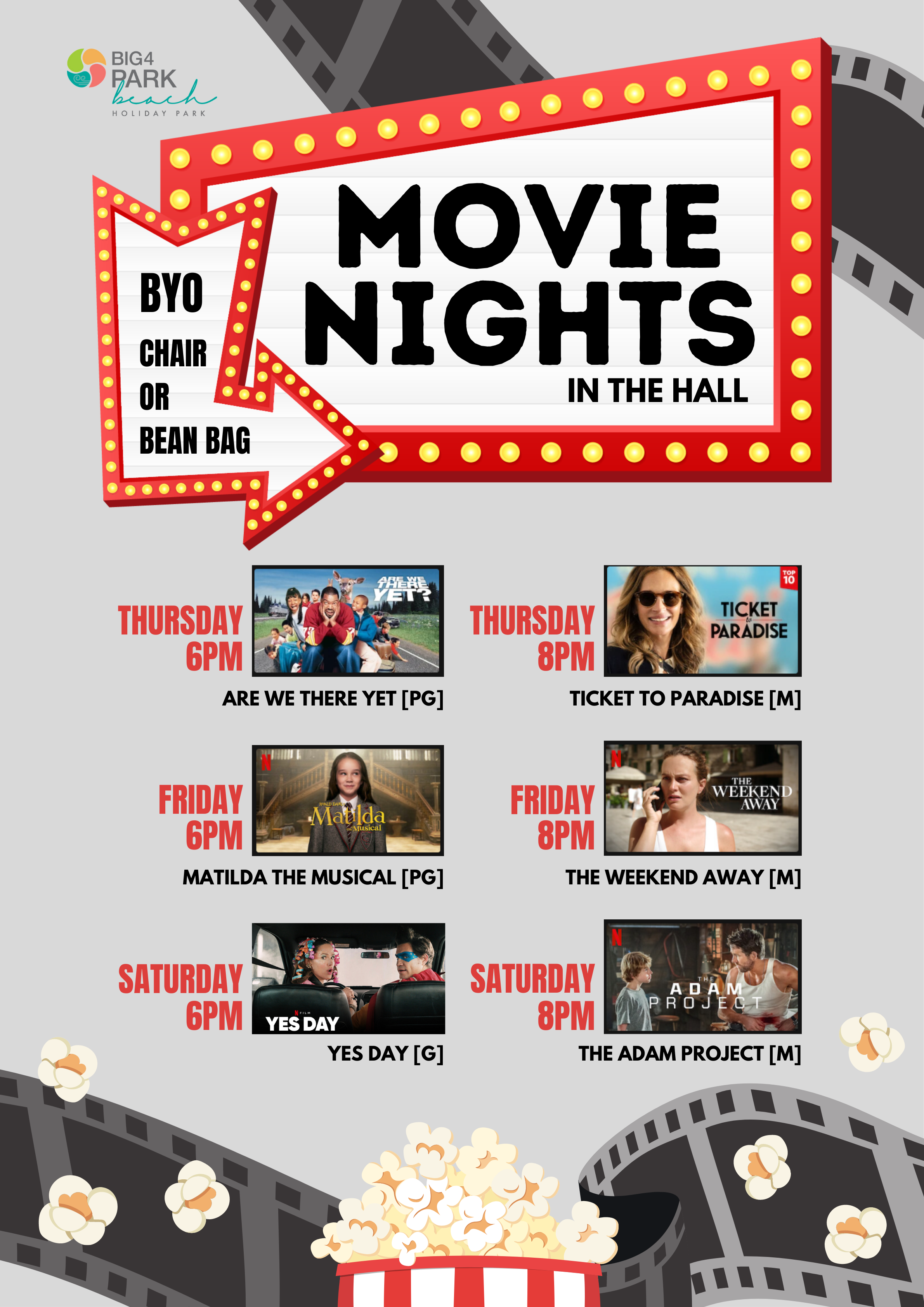June Movie Nights 2023 movie nights park beach holiday park coffs harbour