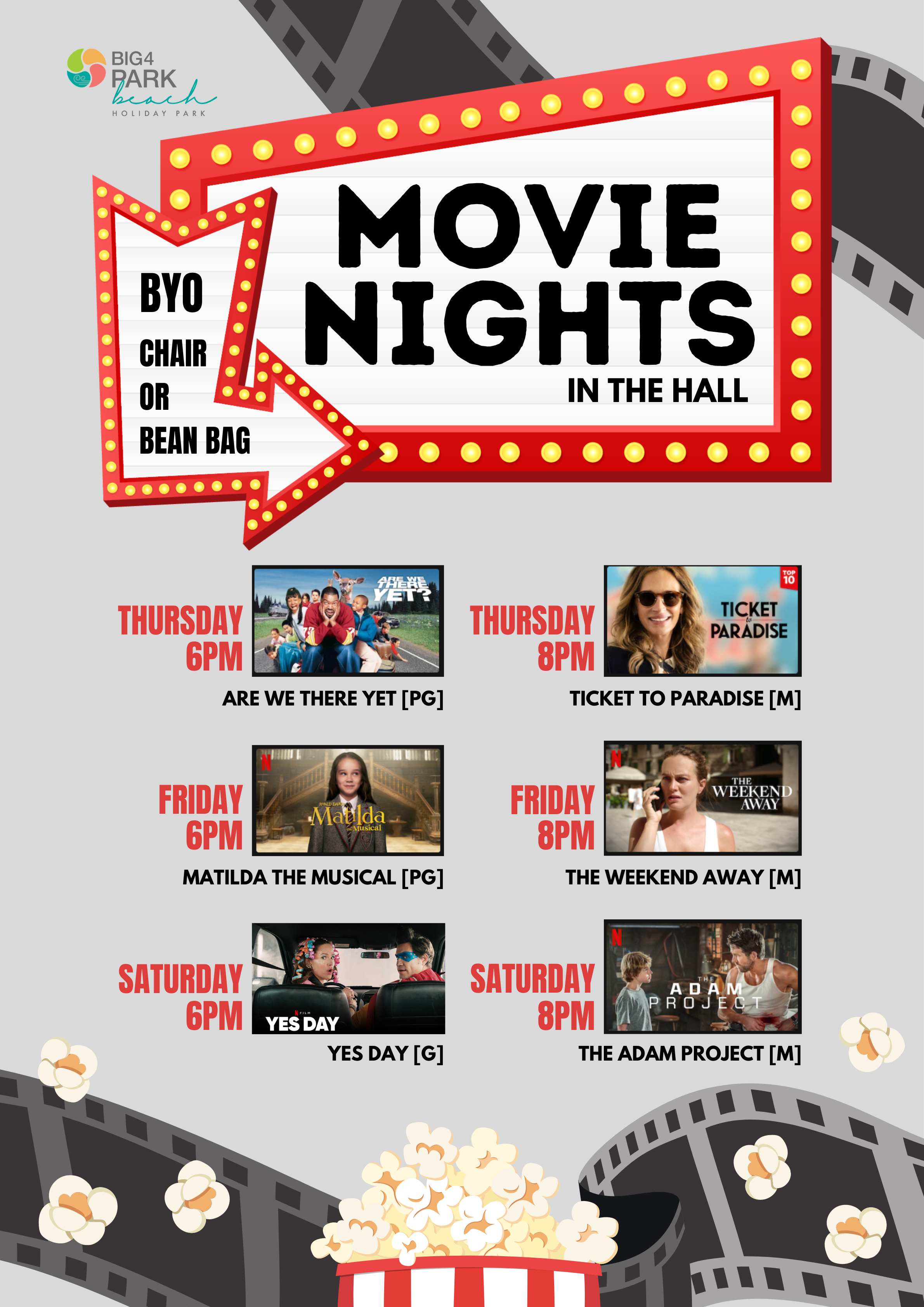 movie nights park beach holiday park coffs harbour