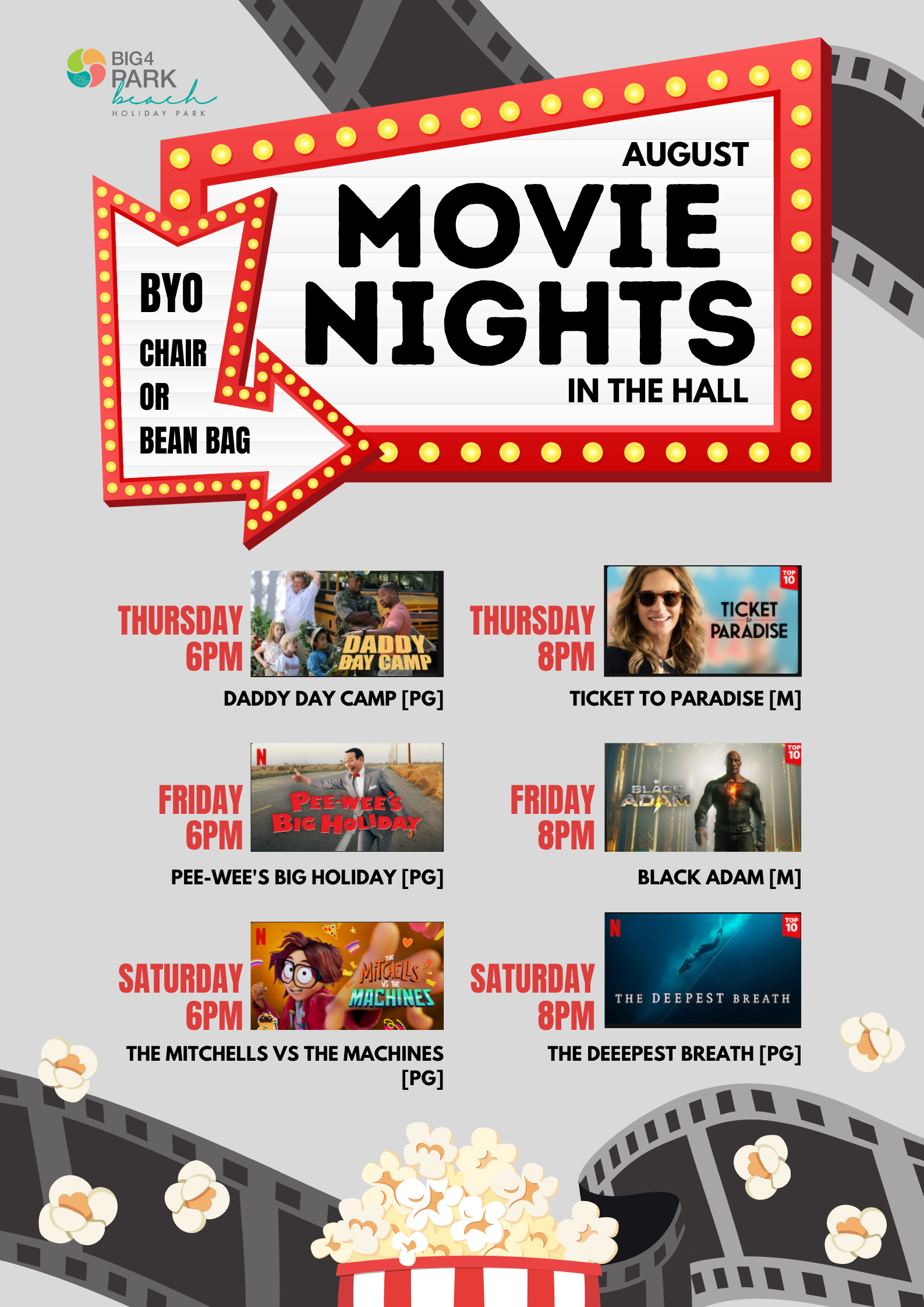 august movie nights big4 park beach holiday park