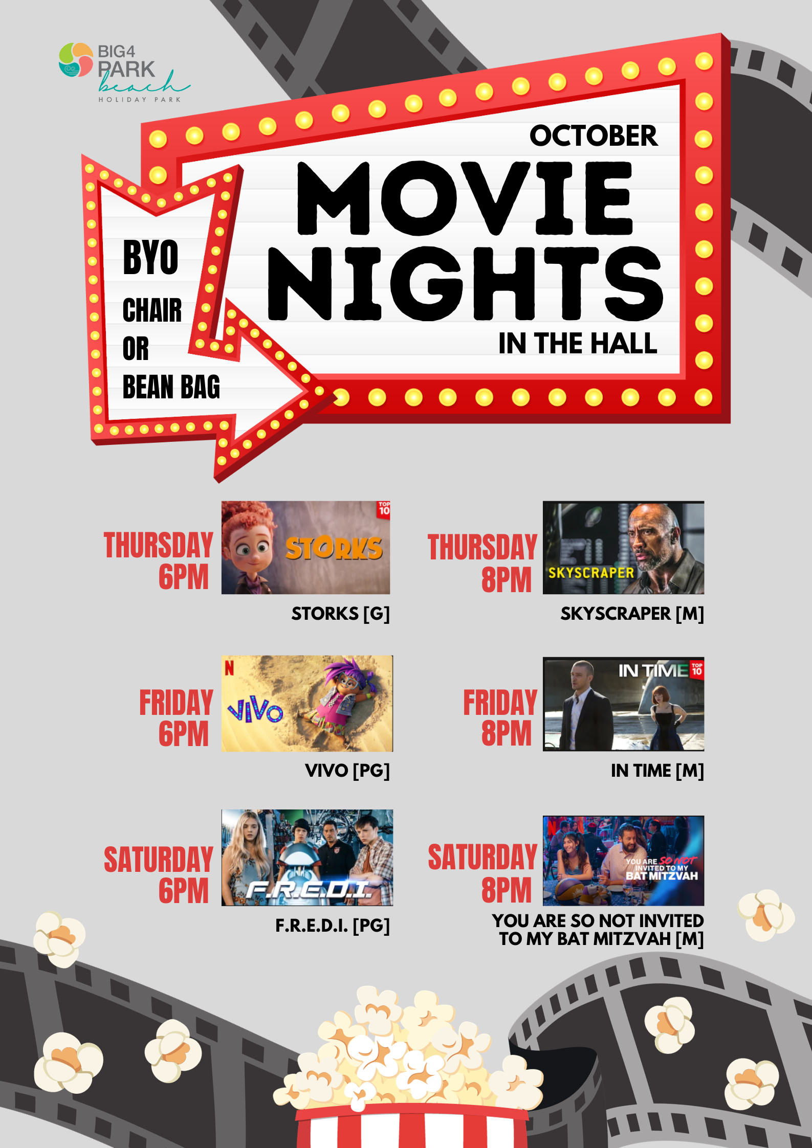 PB - Movie Nights - October 23 movie nights big4 park beach holiday park