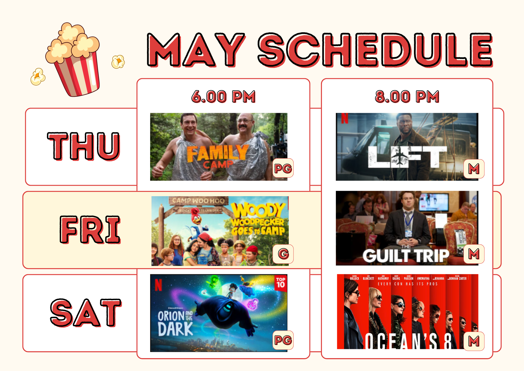 May movie schedule