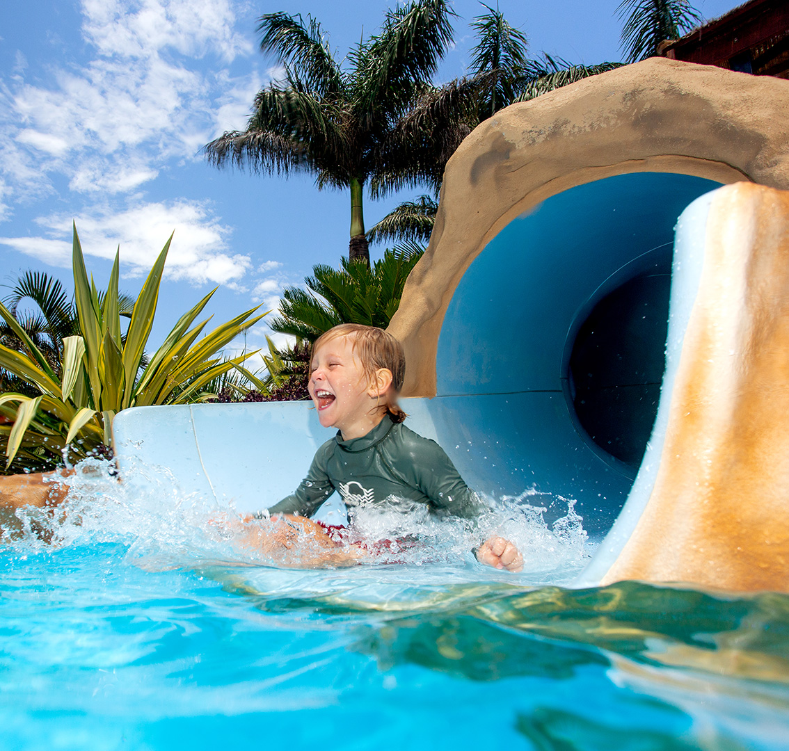 PB - Lifestyle - Pool - Kids Slides 03 - v2 - square BIG4 park beach holiday park pool