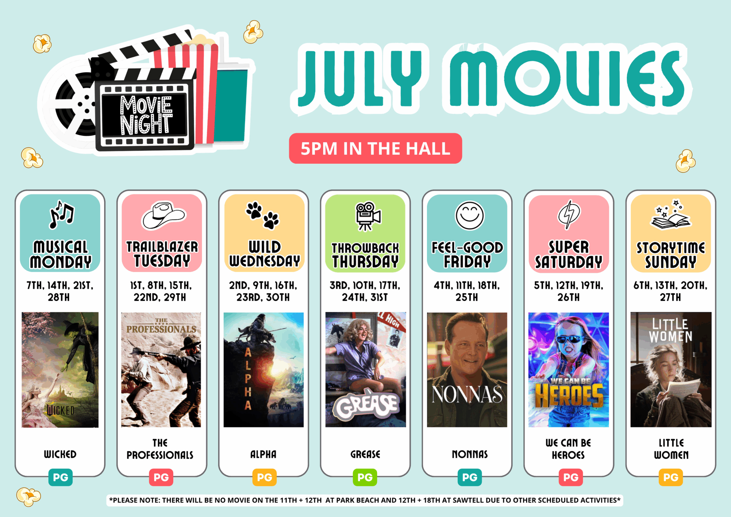July Movie Nights at BIG4 Park Beach and Sawtell Beach