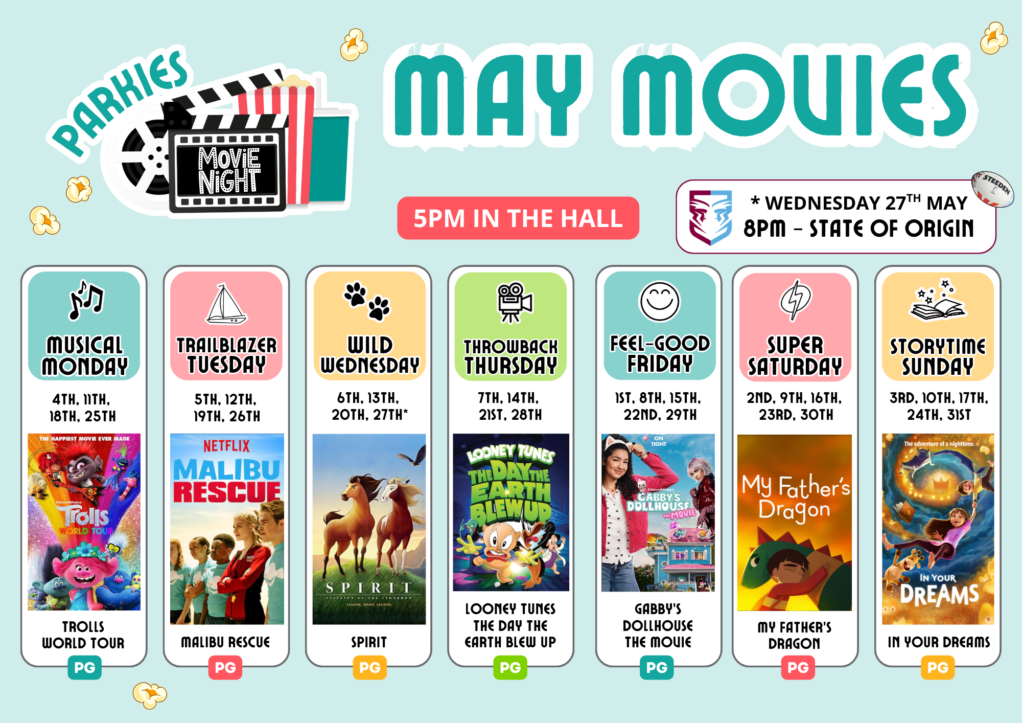 BIG4 Park Beach Holiday Park Movie Schedule - May 2026