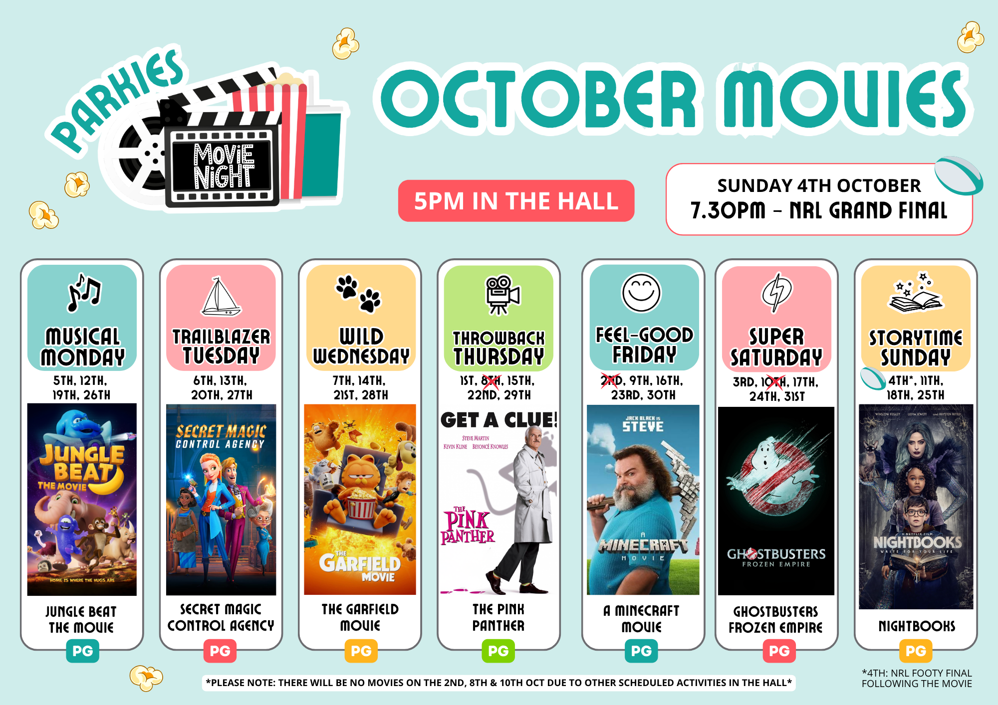 BIG4 Park Beach Holiday Park - Movie Schedule - July 2026