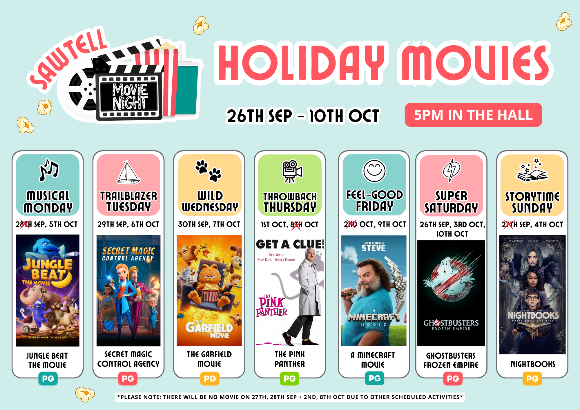 BIG4 Sawtell Beach Holiday Park - Movie Schedule - July 2026