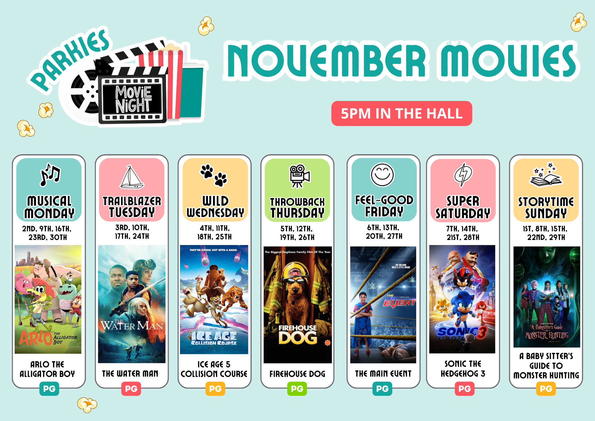 BIG4 Park Beach Holiday Park - Movie Schedule - November 2026